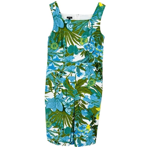 Talbots Floral Sheath Dress Size 14 NWT 🌿 Blue Green Tropical Print Sleeveless - Picture 1 of 5